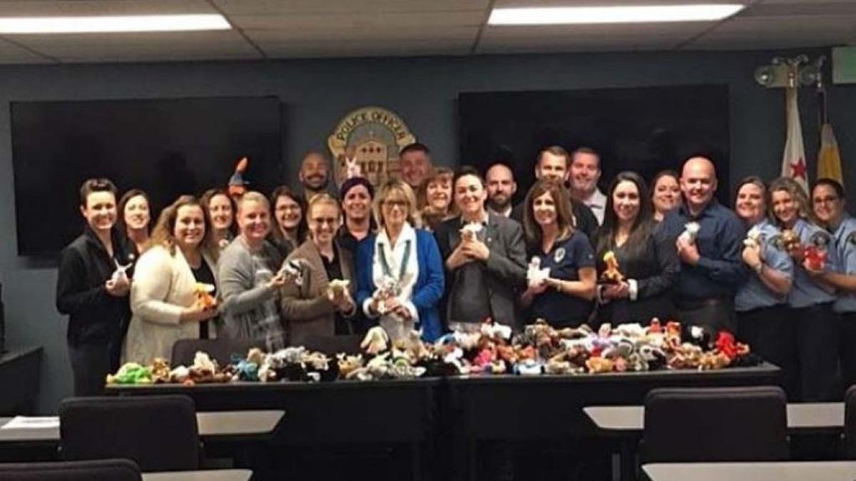 Jacquelyn Frank, the mother of the late Matthew Frank, otherwise known as SLOStringer, donated Beanie Babies to the San Luis Obispo Police Department.