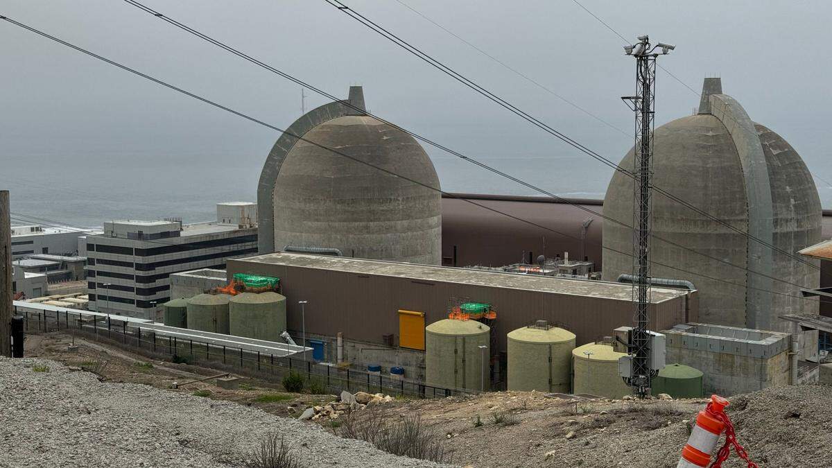 The twin containment domes at Diablo Canyon nuclear power plant.