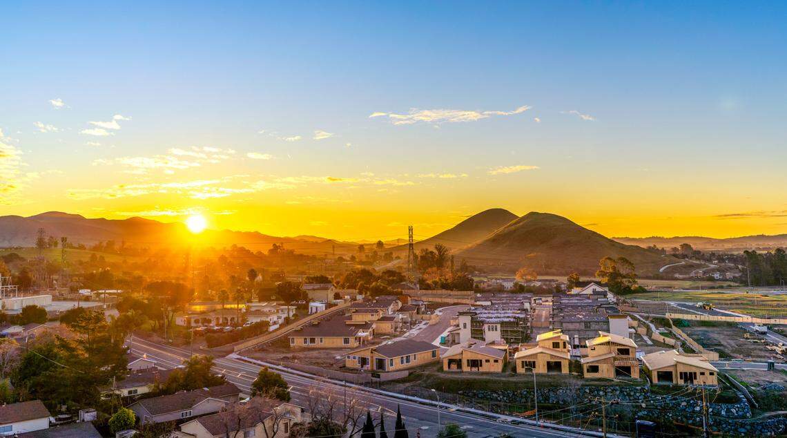 The sun sets over San Luis Obispo.