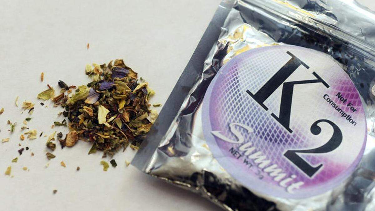 A package of K2, or spice, which contains herbs and spices sprayed with a synthetic compound chemically similar to THC, the psychoactive ingredient in marijuana.