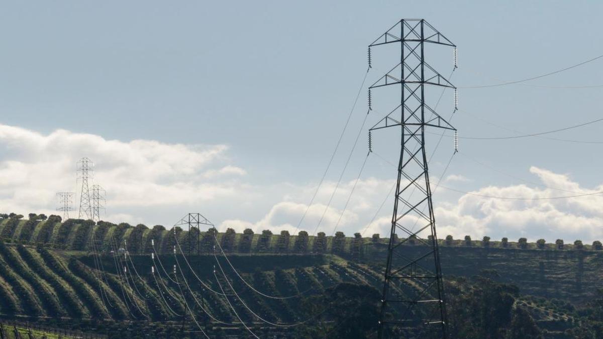 PG&E power lines that run parallel to Orcutt Road cross Wolff Vineyard and others in the Edna Valley.