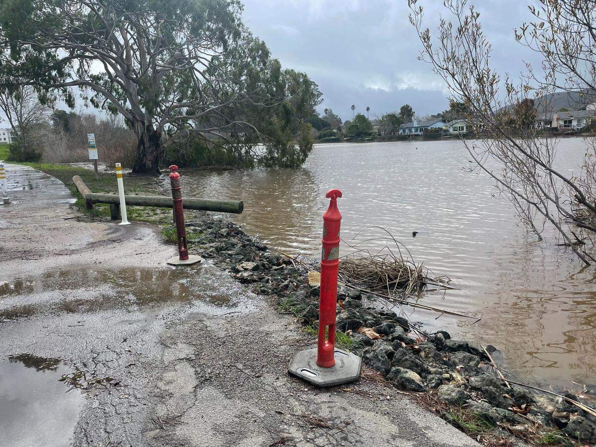 Laguna Lake is almost overflowing following heavy rains, on Jan. 5, 2023.