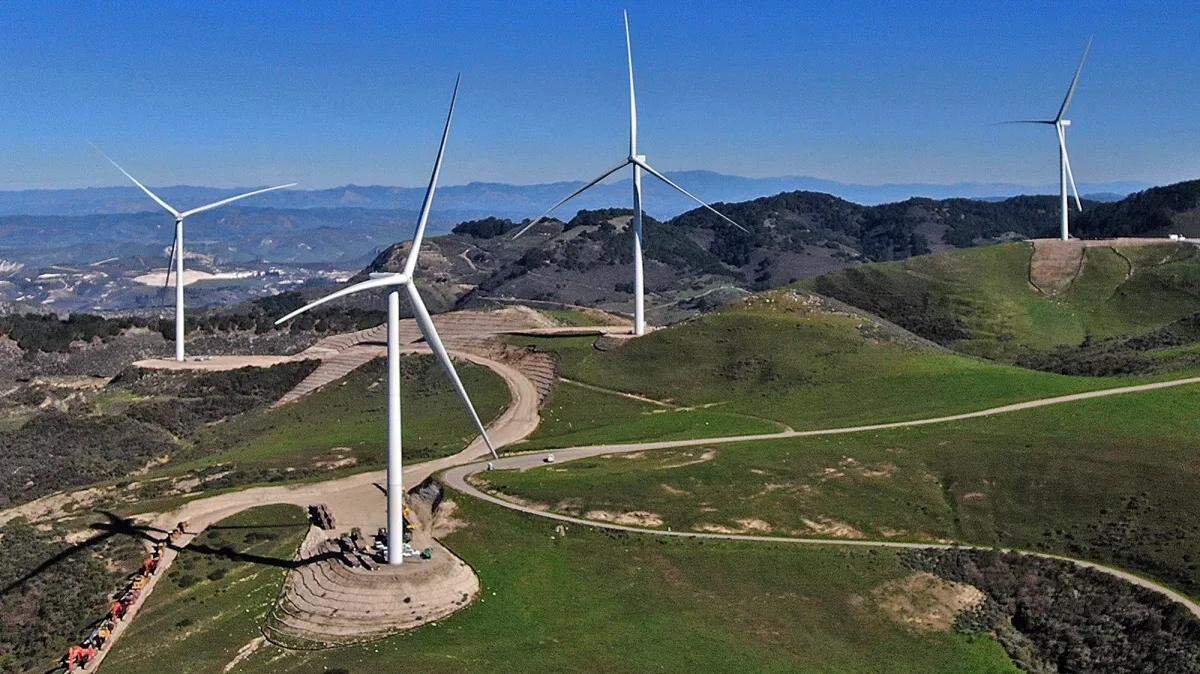 The 29 wind turbine generators making up the Strauss Wind Energy Project sit on a ridge about 4 miles southwest of Lompoc and adjacent to Vandenberg Space Force Base. 