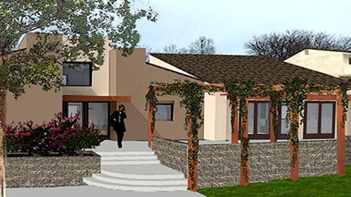 Rendering of the renovated Creston Gardens Apartments housing complex.