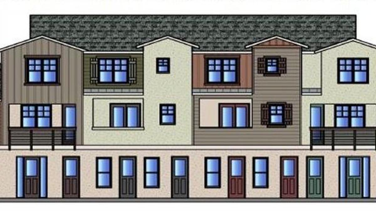 A rendering shows the six-unit live-work building planned as part of the development at El Camino Real and Principal Avenue in Atascadero.