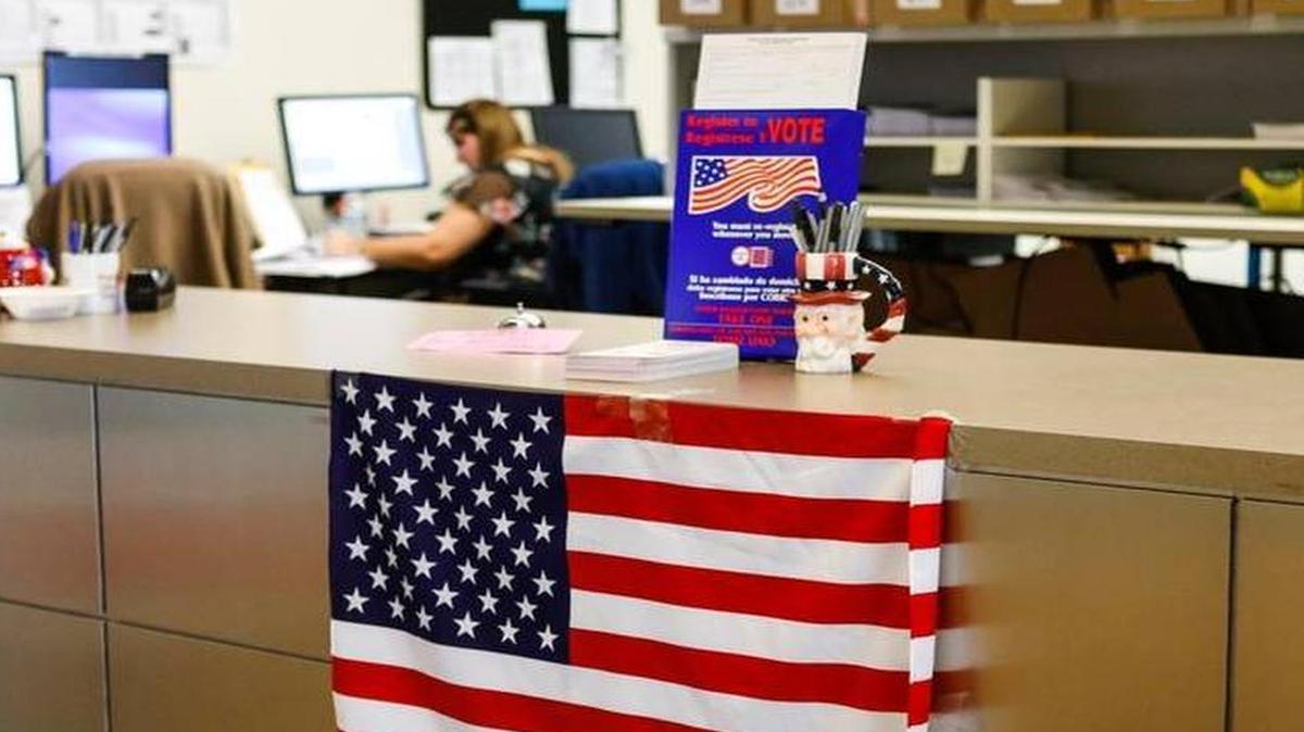 The San Luis Obispo County Clerk-Recorder’s “election window” located inside the County Government Center, in November.