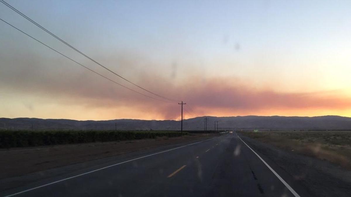 The Bureau of Land Management tweeted this image showing the Soda Fire in southeastern San Luis Obispo County just before 8 p.m. Saturday.