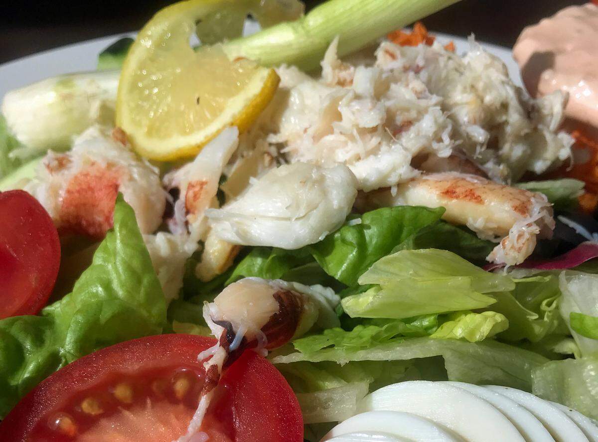 At Dorn’s Breakers Cafe in Morro Bay, the Crab Louie salad is loaded with lots of crab meat and extras that include sliced egg, olives and a house-made Louie dressing.