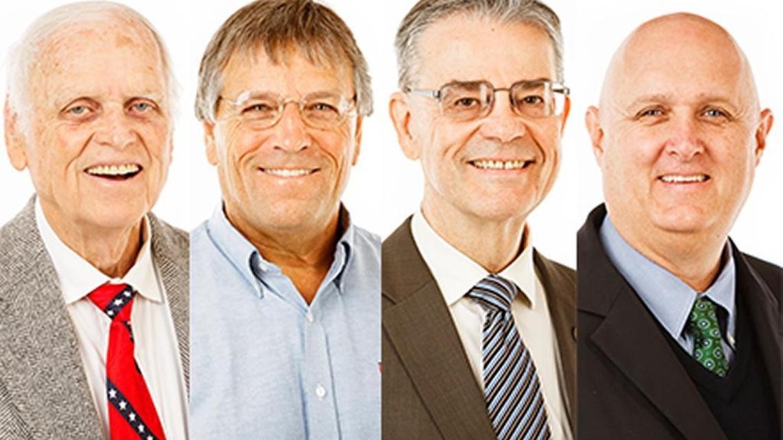 San Luis Obispo County supervisor candidates for District 1, from left: Dale Gustin, John Hamon, Steve Martin and John Peschong.