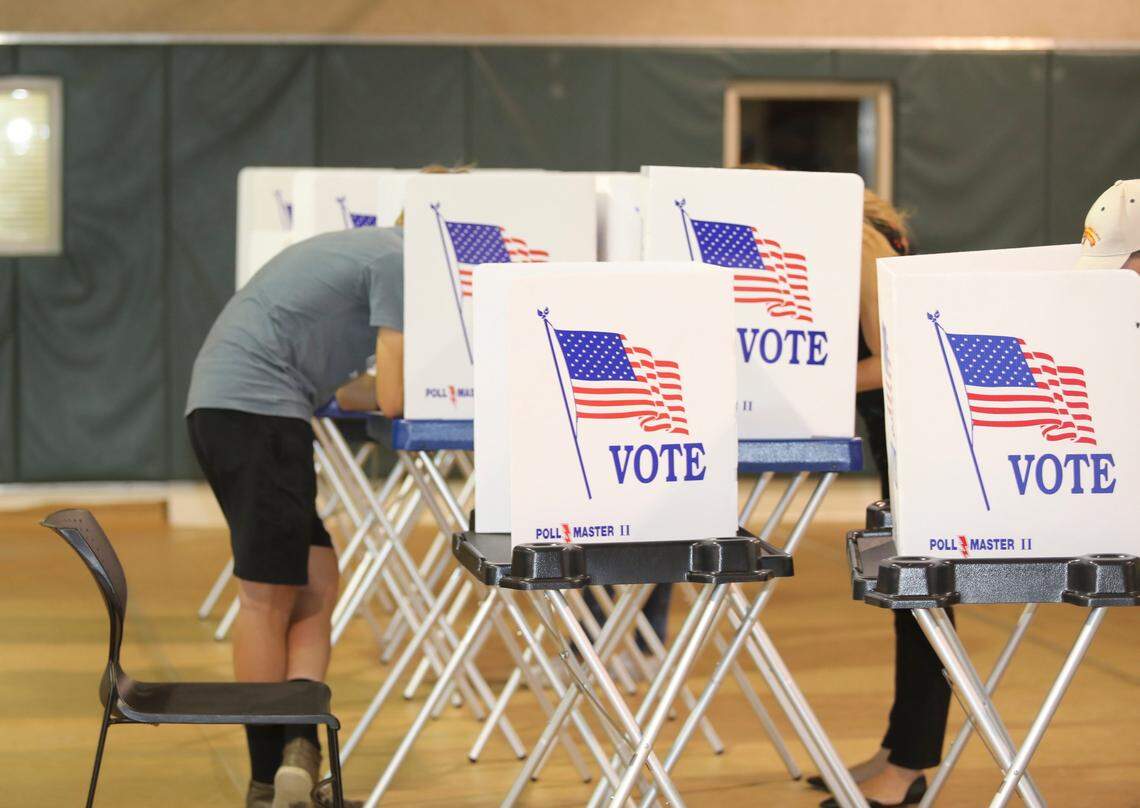 Voters cast their ballots at the Ludwick Community Center in San Luis Obispo on June 5, 2018.
