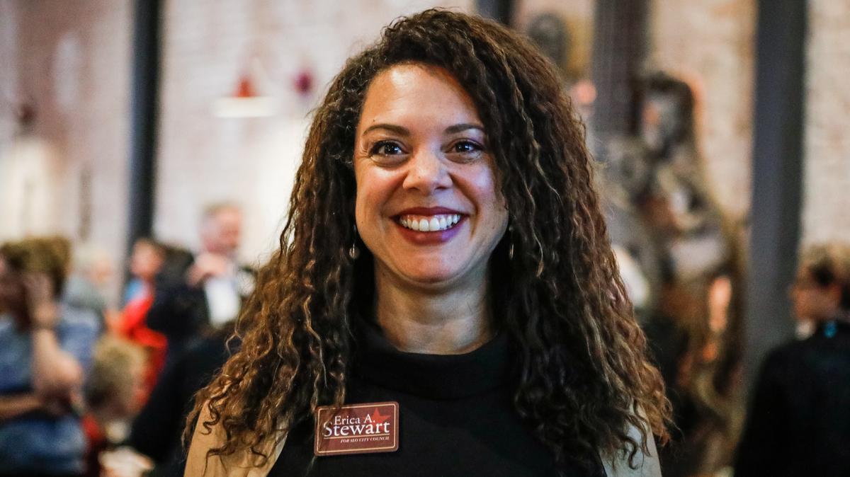 San Luis Obispo City Council candidate Erica Stewart attends an election night gathering at SLO Brew on Nov. 6.