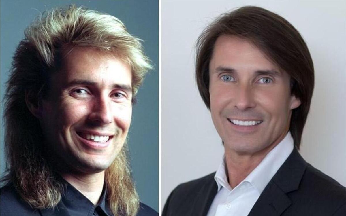 Michael Erin Woody, left, in a 1994 photo when he was a member of the Fresno City Council, and, right, as he appears now on his campaign website running for the 24th Congressional District on the Central Coast.