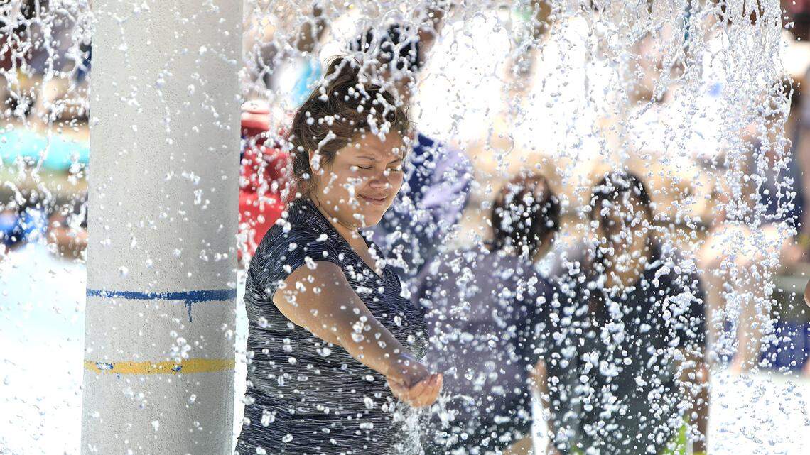 Lizbeth Gonzalez of Guadalupe cools off at the Ravine Water Park on a triple-digit Paso Robles day in 2017.