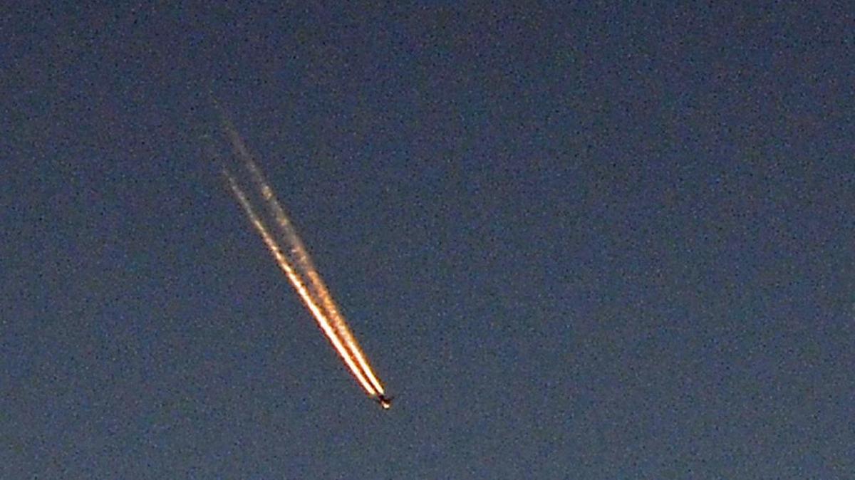 A contrail from a jet seen at sunset in Morro Bay last week.