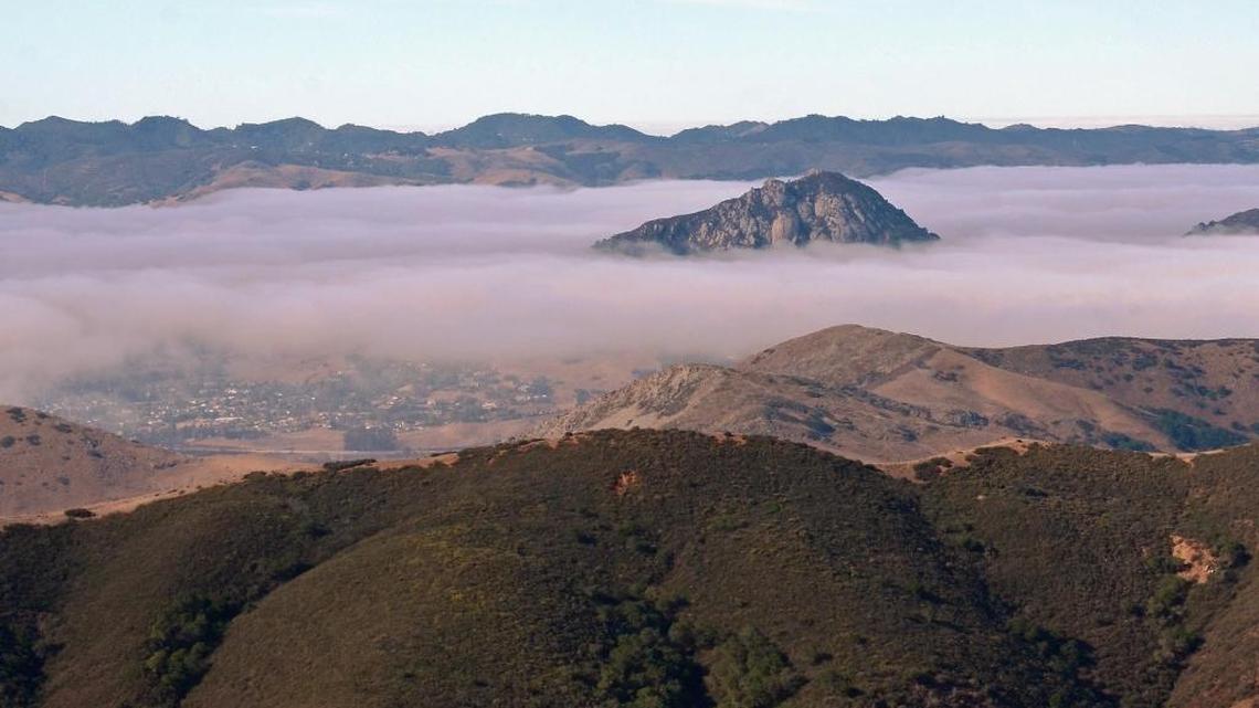 A marine layer rolling into San Luis Obispo at sunrise.