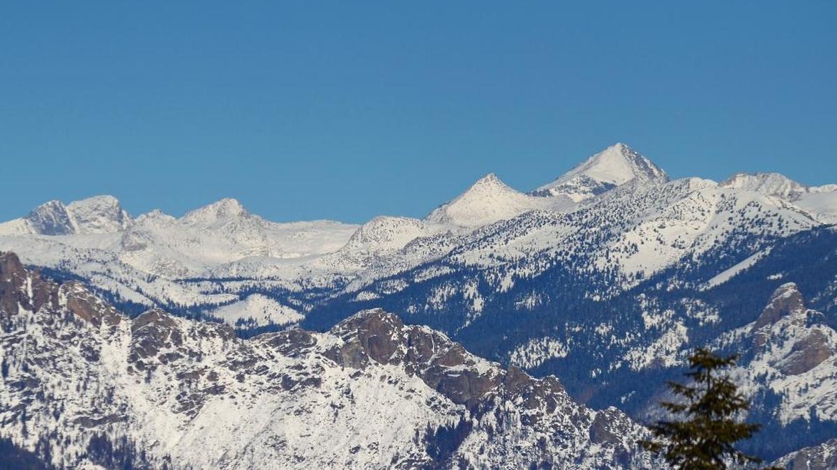 Snowy peaks in the Sierra Nevada at Kings Canyon National Park earlier this winter.