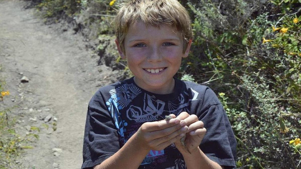 Sean Lindsey holds a blue belly lizard found on the Valencia Peak Trail at Montana de Oro State Park.