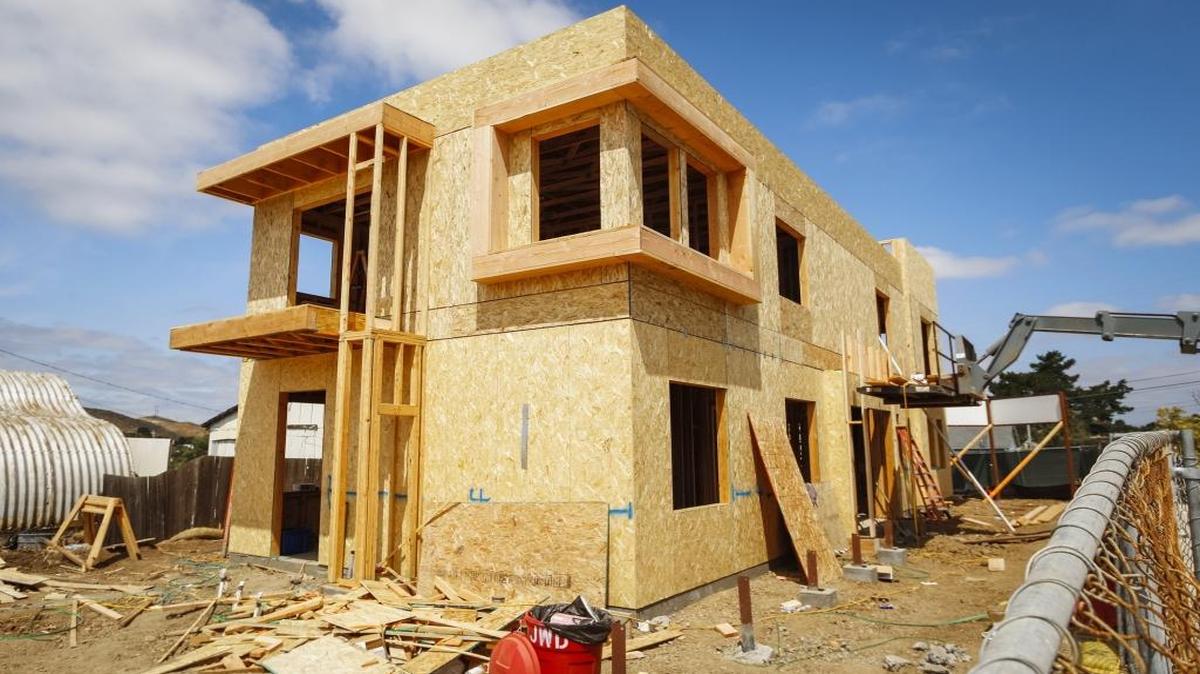 San Luis Obispo officials worry that affordable housing, like this 20-unit project on Humbert Avenue shown during the construction stage, could be in jeopardy if Measure B is approved.