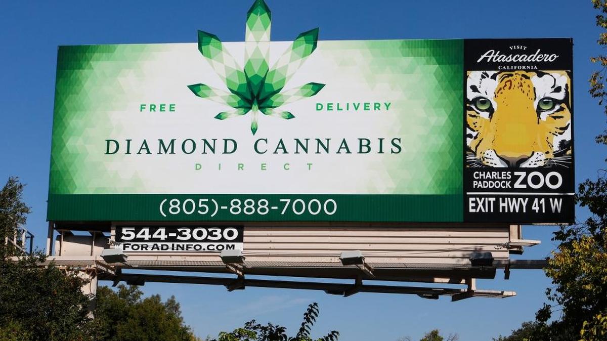 The state Legislature is considering a ban on cannabis billboards like this one on Highway 101 in Atascadero.