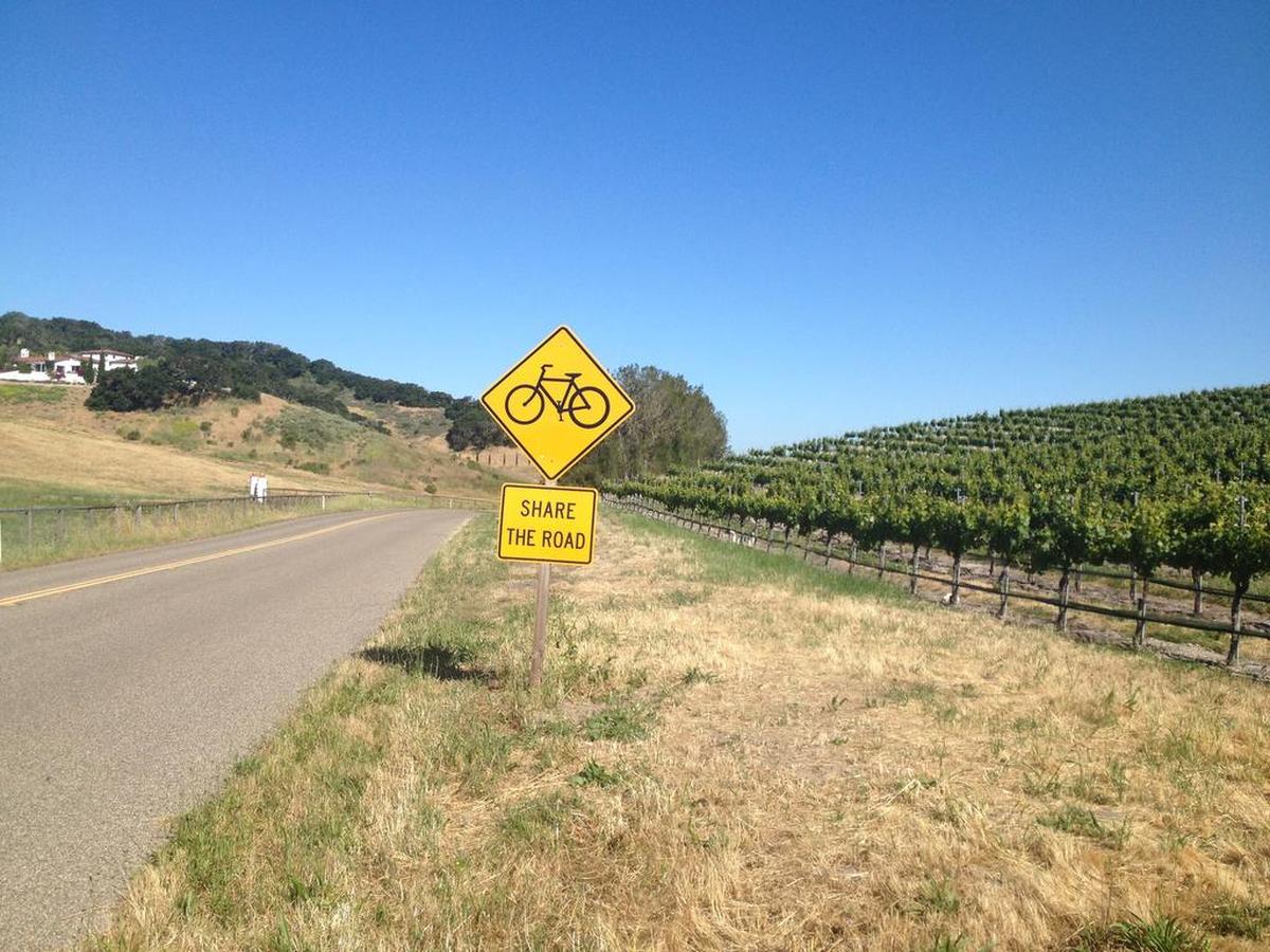 A “share the road” sign on Corbett Canyon Road in San Luis Obispo County.