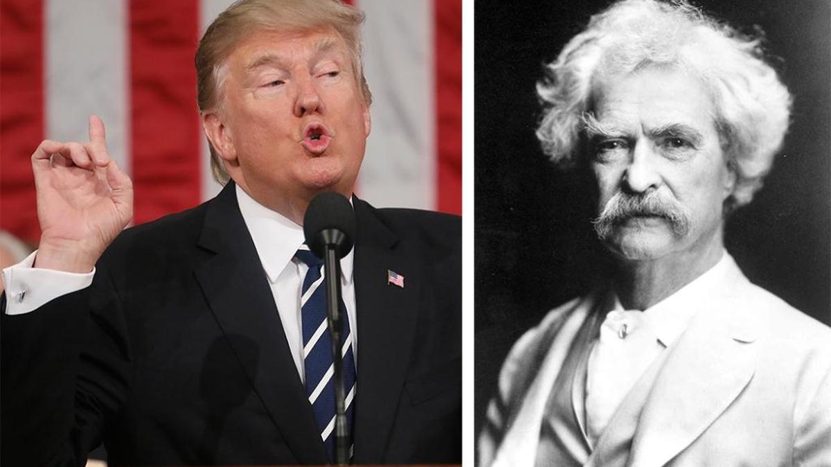 Donald Trump on Feb. 28, 2017, and a file photo Mark Twain.