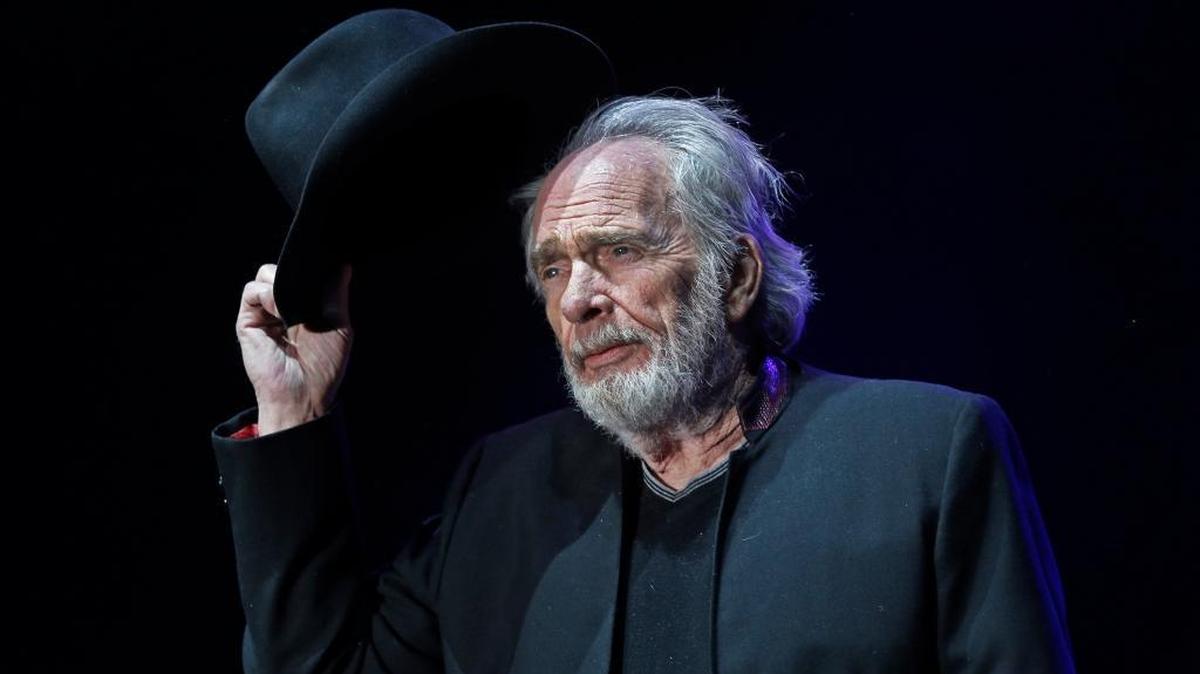 Merle Haggard tips his hat to the crowd as he begins to perform on the Palomino Stage on the first night of the sold-out three-day Stagecoach Country Music Festival at the Empire Polo Club on April 24, 2015, in Indio, Calif. Haggard died Wednesday on his birthday. He was 79.