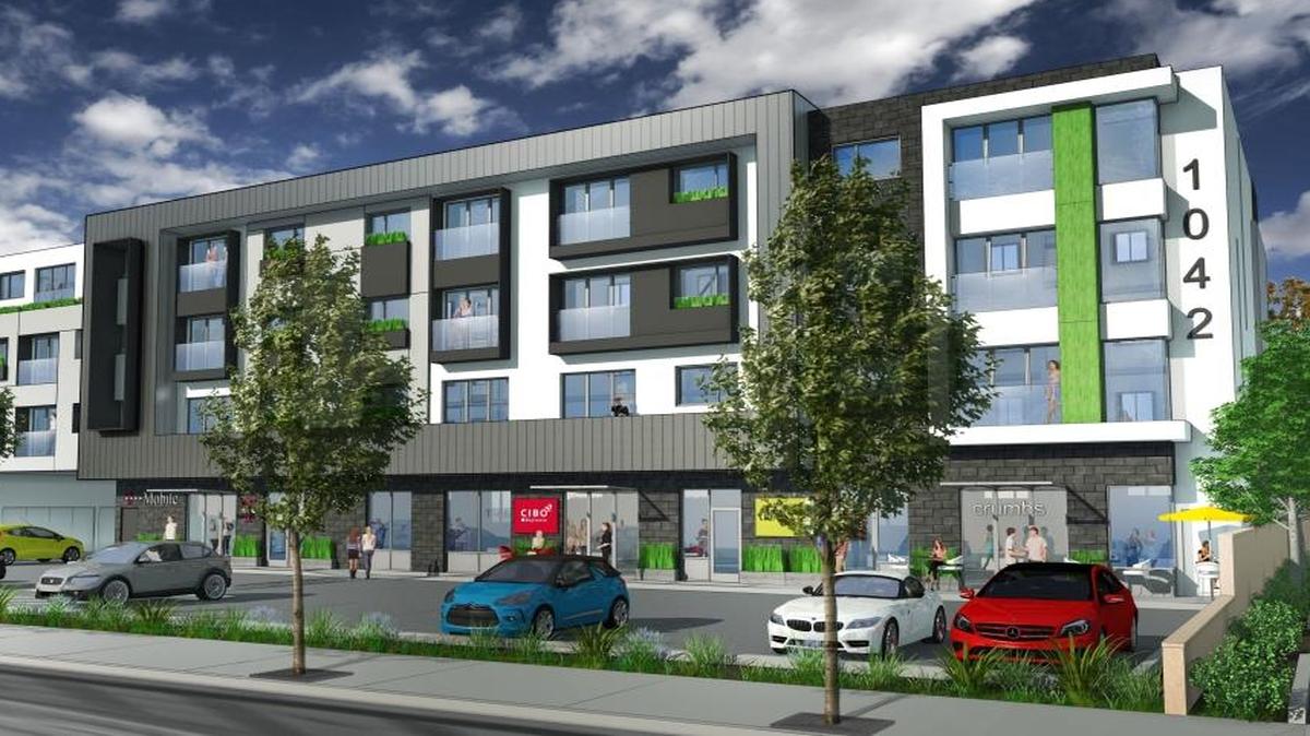 Rendering of the proposed Olive Street development.