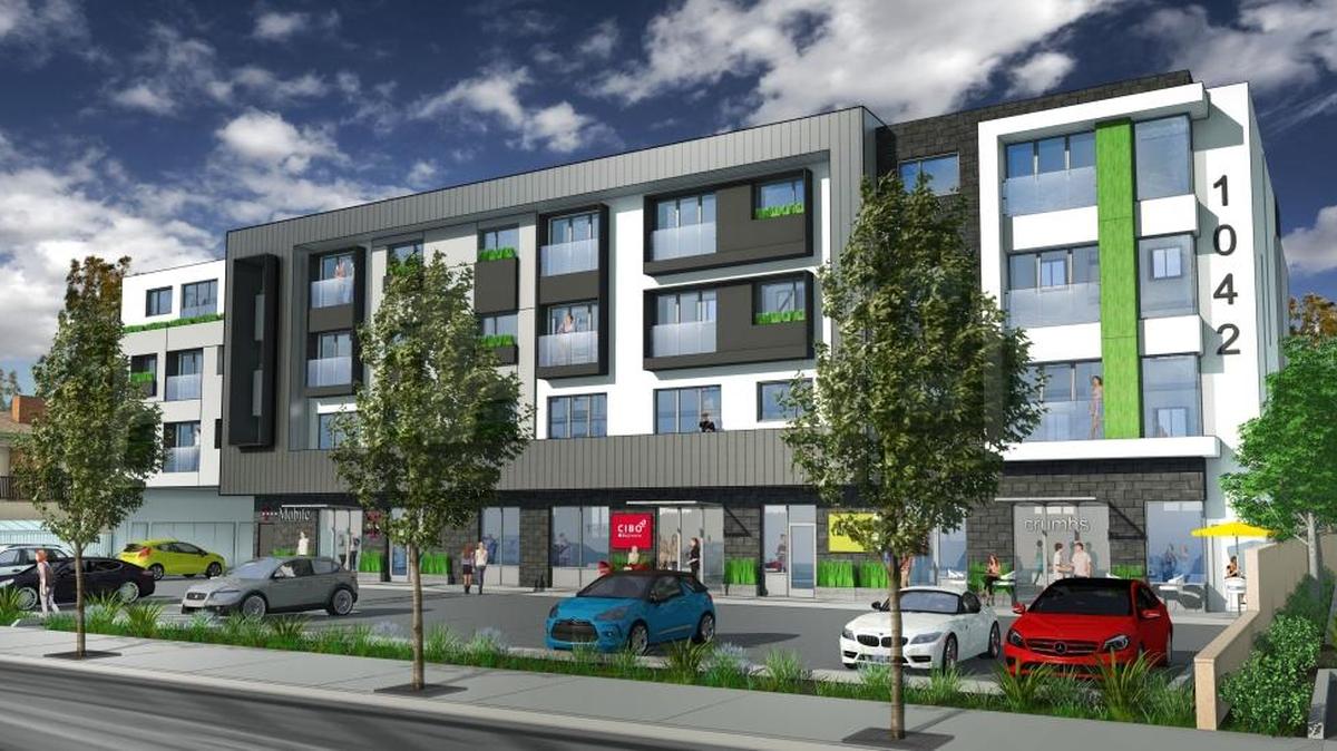 Renderings of the proposed development on Olive Street.