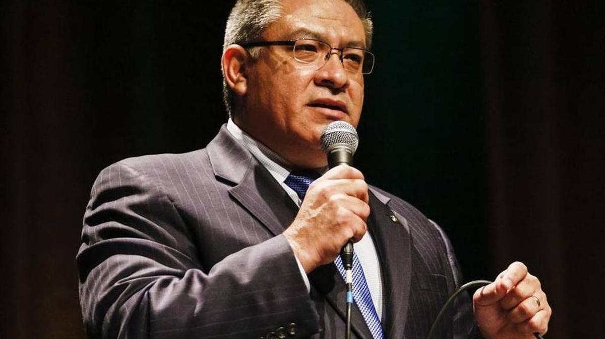 Salud Carbajal during a 24th District congressional debate at Cal Poly.