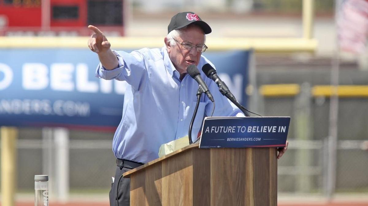 Bernie Sanders speaks at Ralph Baldiviez Stadium in Santa Maria on Saturday, May 28, 2016.