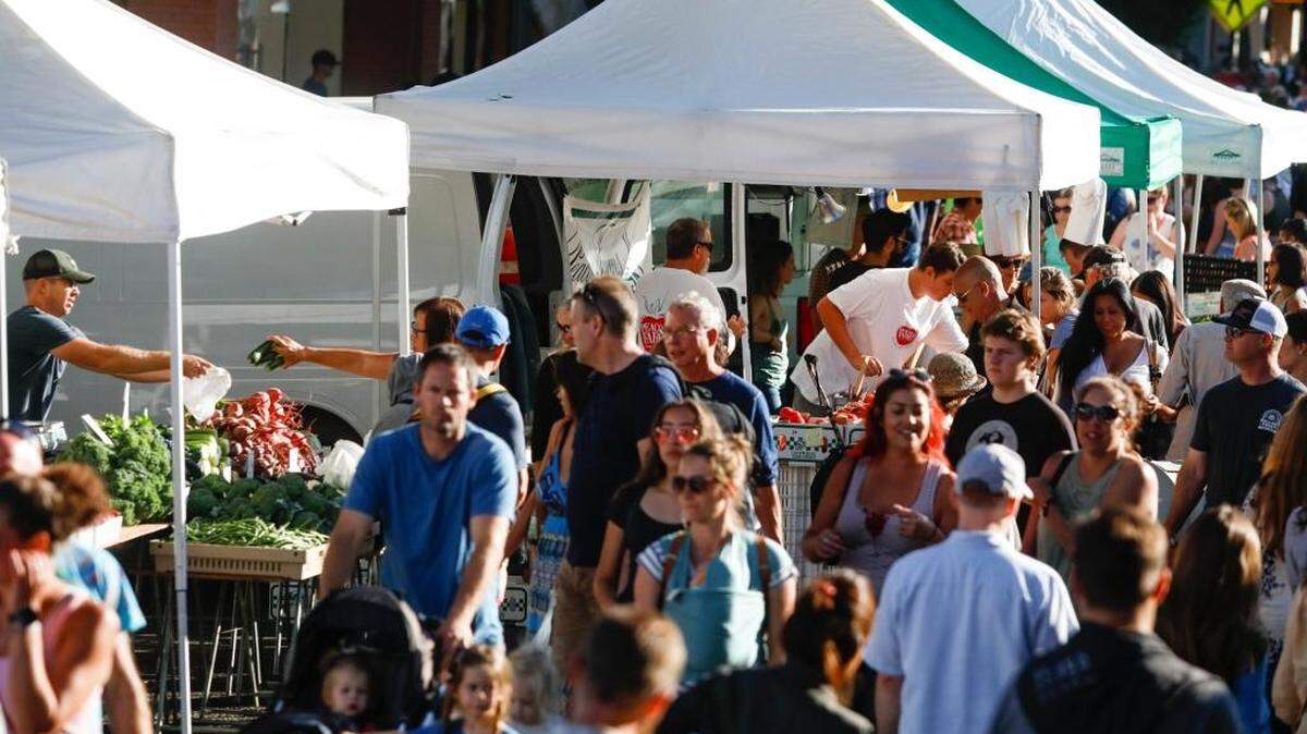 Scenes from Farmer’s Market downtown San Luis Obispo, Higuera Street.