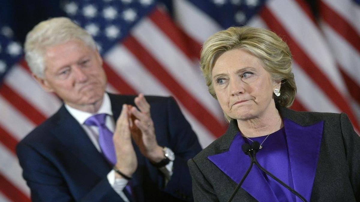 Presidential candidate Hillary Clinton delivers her concession speech on November 9, 2016, in New York.