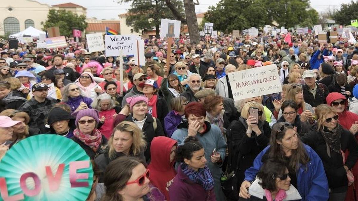 On Saturday, Jan. 21, 2017, in San Luis Obispo, more than 7,000 — with estimates possibly up to 10,000 — people marched downtown in solidarity with women’s issues and as a protest against the Donald Trump administration.