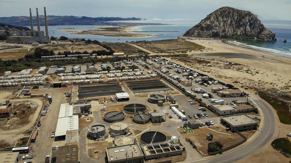 Morro Bay’s new wastewater treatment and water recycling facility will cost an estimated $126 million at its new site at the intersection of South Bay Boulevard and Highway 1. This image shows its existing plant near the ocean.