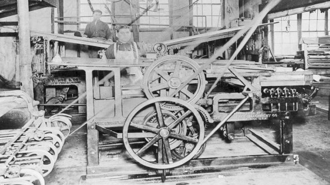 The Tribune printing press circa 1885.