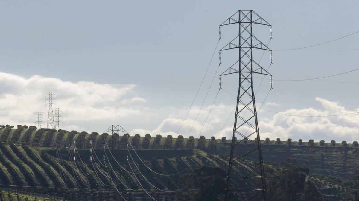 PG&E power lines parallel to Orcutt Road crossing Wolff and other vineyards in a photo from January 2017.