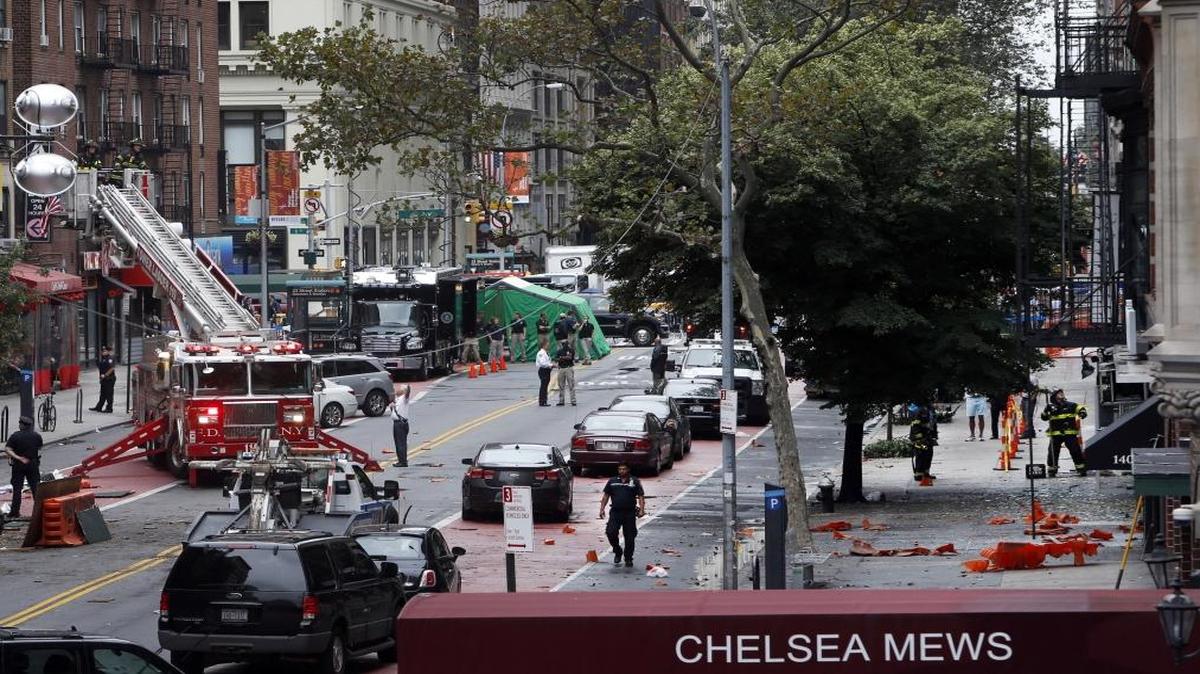 Emergency personnel work at the scene of Saturday;s explosion on West 23rd Street in Manhattan's Chelsea neighborhood, Monday, Sept. 19, 2016, in New York.