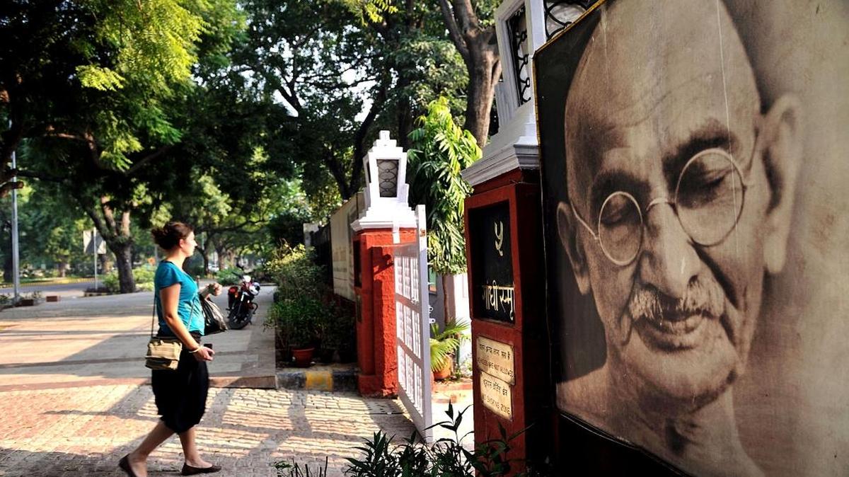 Laura Niemann-Delius, a German tourist, at the Gandhi museum in New Delhi in 2010.