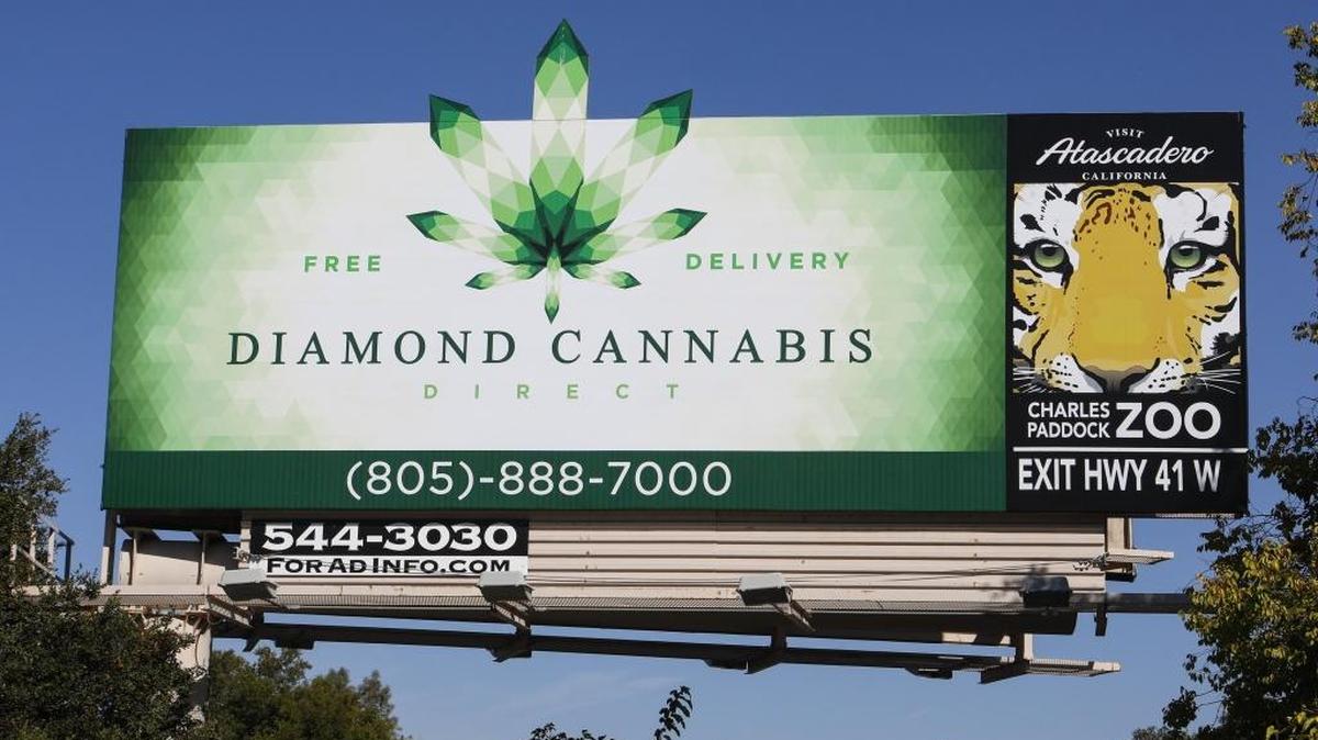Diamond Cannibis delivery service has a billboard on Highway 101 in Atascadero.