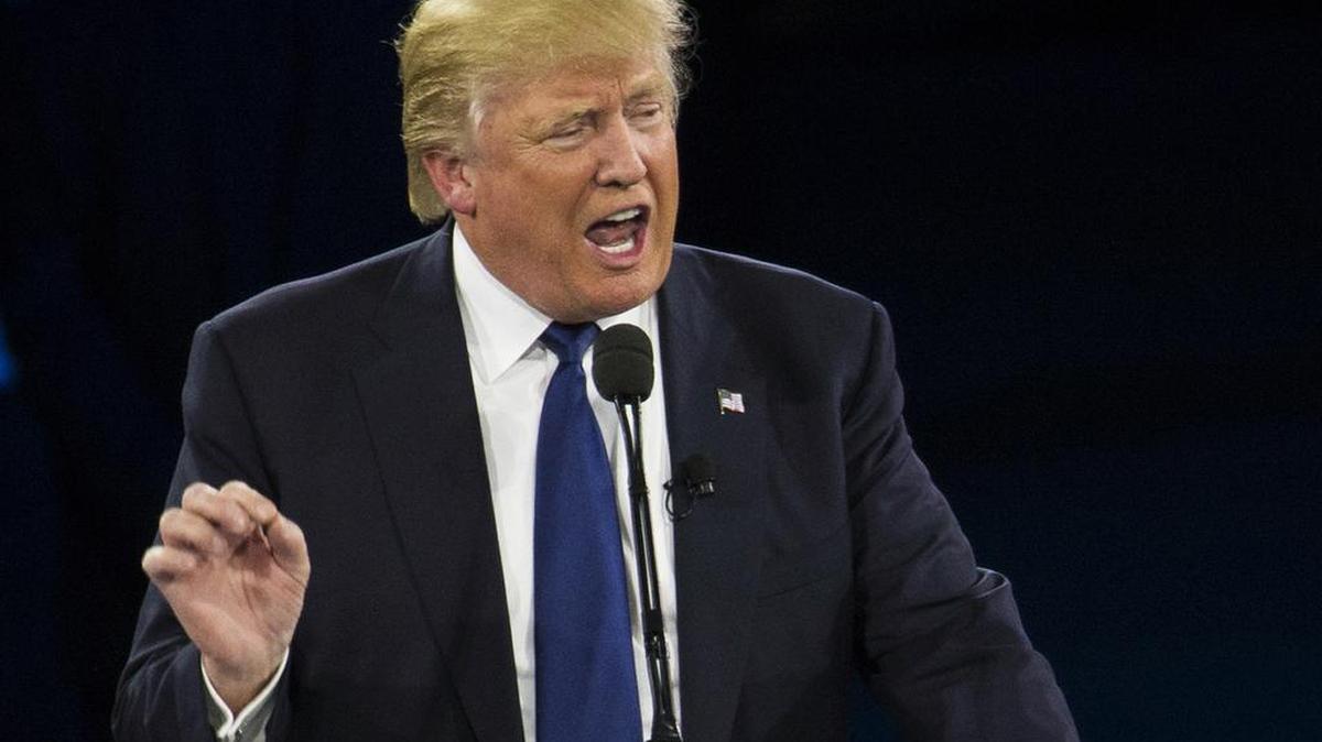 Republican presidential candidate Donald Trump speaks in Washington on Monday.