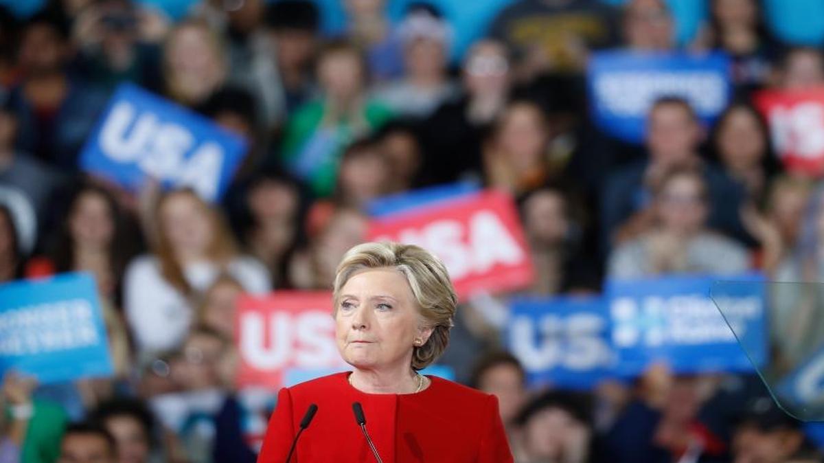Democratic presidential candidate Hillary Clinton speaks at a campaign rally at Kent State University on Monday in Kent, Ohio.