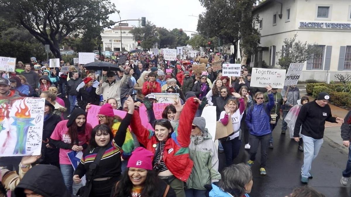 Marchers at the Women’s March in San Luis Obispo on Jan. 21, 2017.