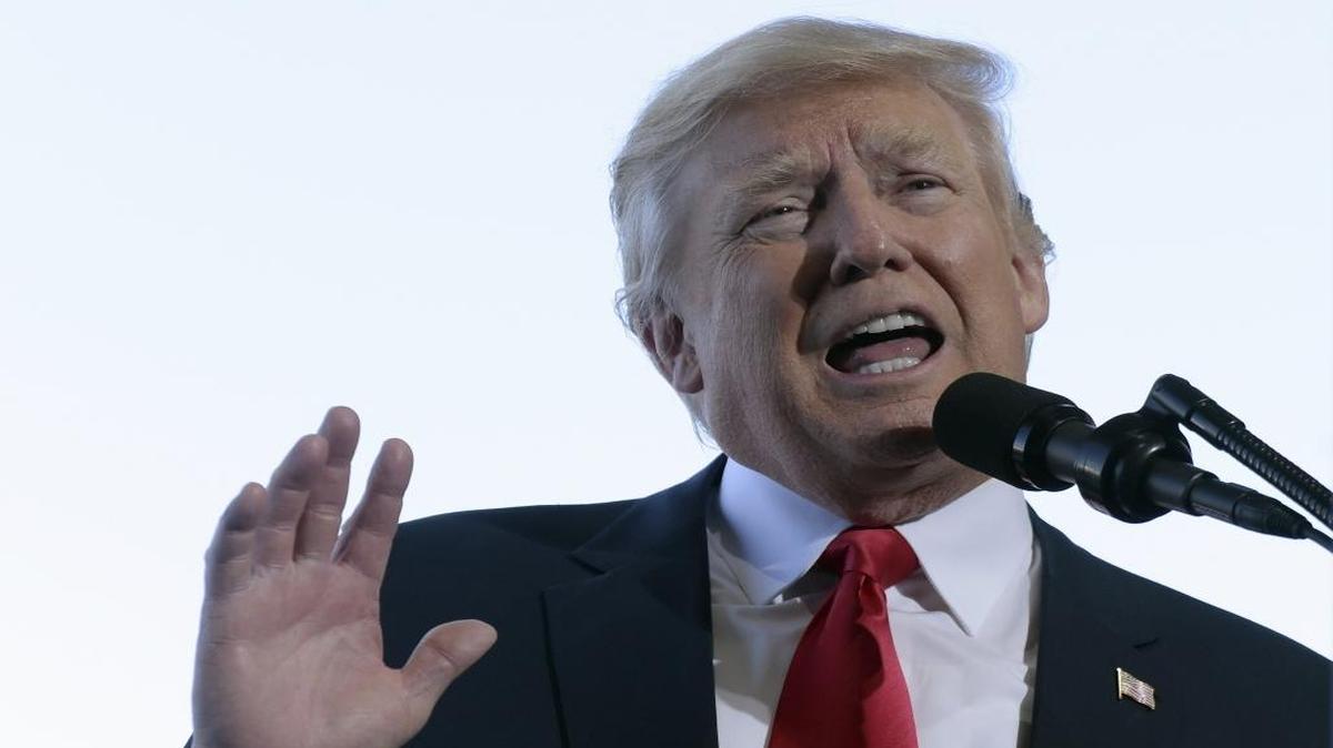 In this Feb. 17, 2017 photo, President Donald Trump speaks while visiting the Boeing South Carolina facility in North Charleston, S.C.
