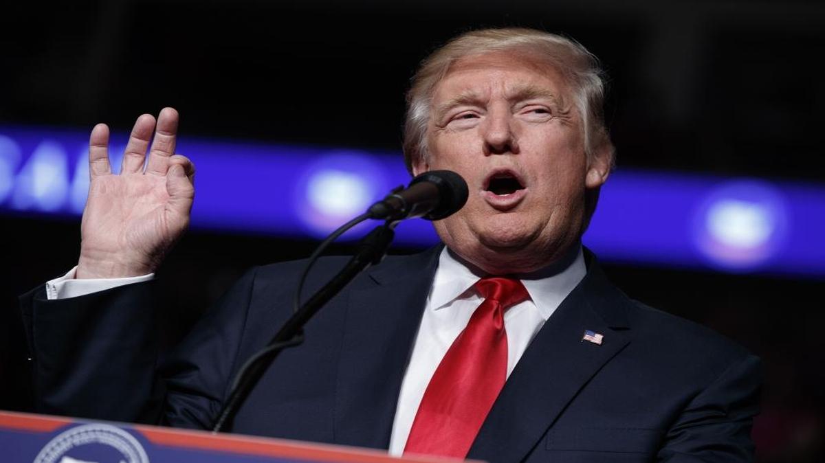 President-elect Donald Trump speaks during a rally at the Giant Center in Hershey, Pa.
