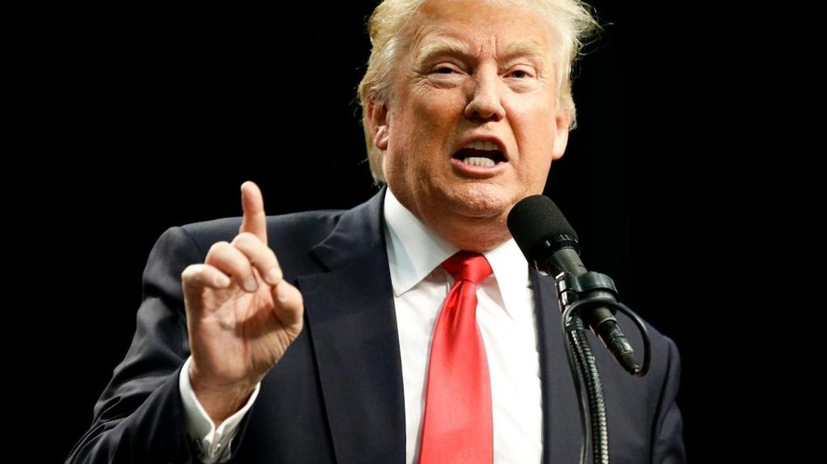 Republican presidential candidate Donald Trump speaks during a rally, Friday, May 27 in San Diego.