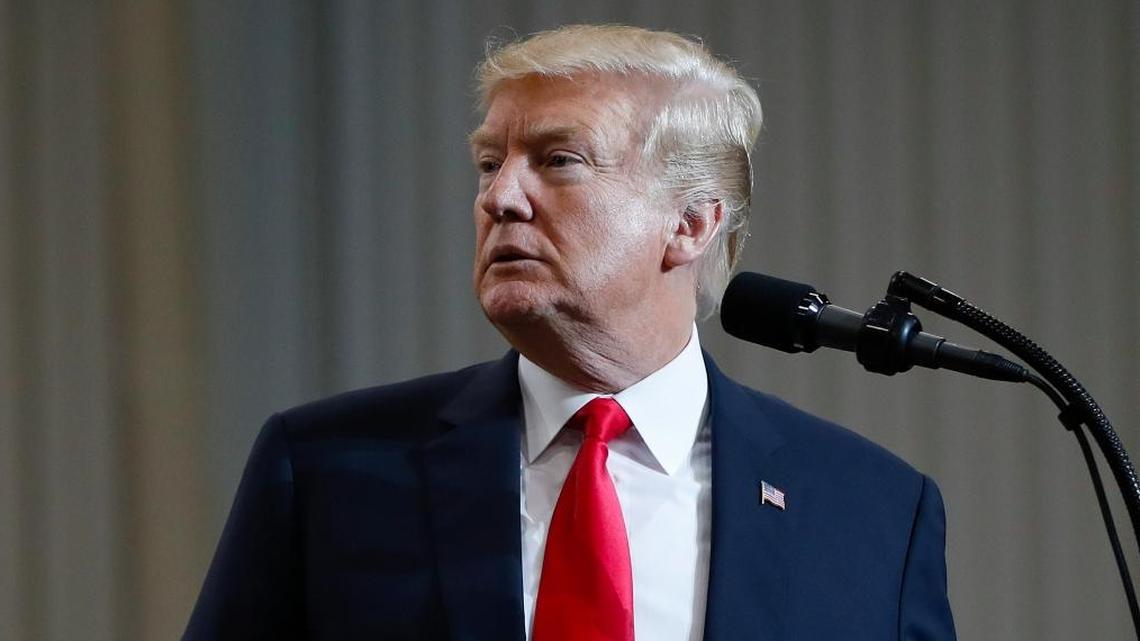 President Donald Trump pauses while speaking at Local 18 Richfield Training Site, Thursday, March 29, 2018, in Richfield, Ohio.