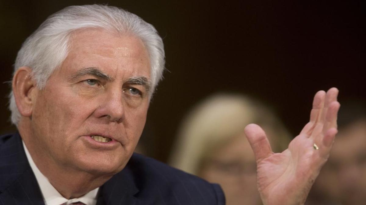 In this Jan. 11, 2017 file photo, Secretary of State-designate Rex Tillerson testifies on Capitol Hill in Washington at his confirmation hearing before the Senate Foreign Relations Committee.