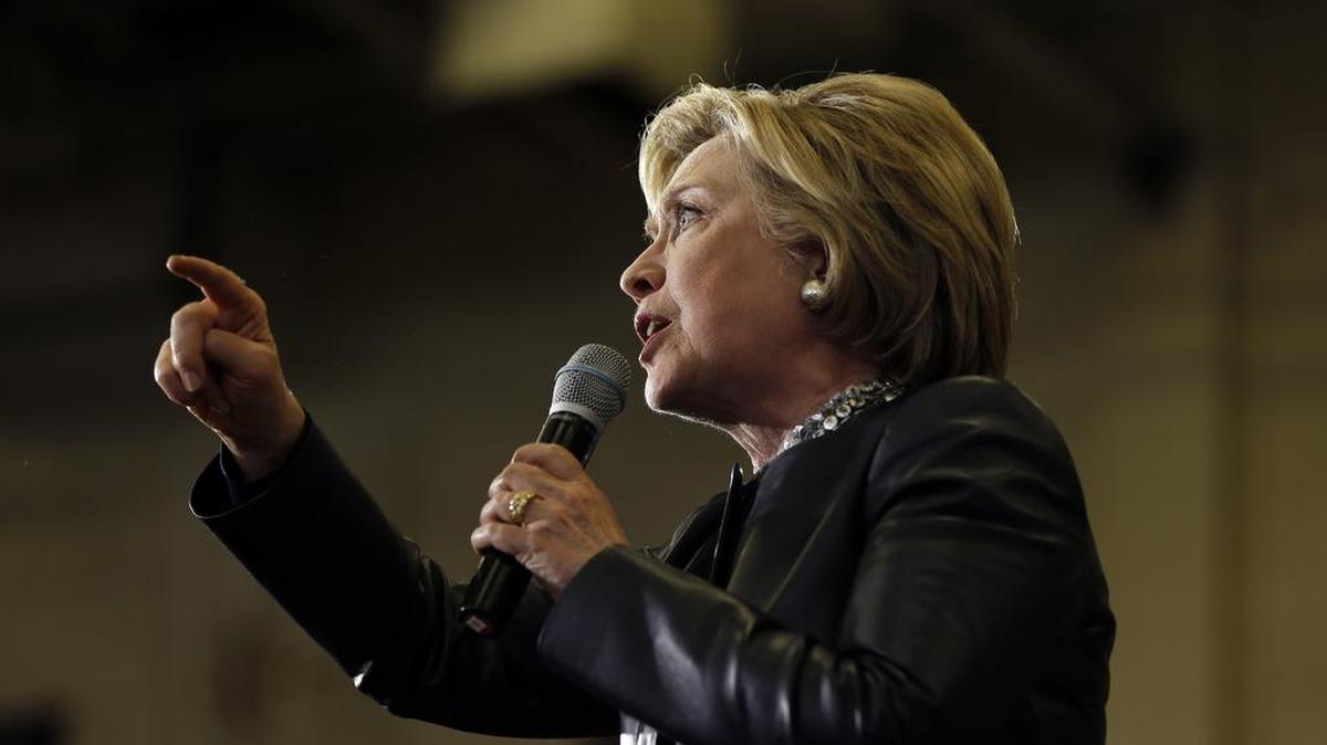 Democratic presidential candidate Hillary Clinton speaks during a campaign stop Saturday at Central Falls High School in Central Falls, R.I.