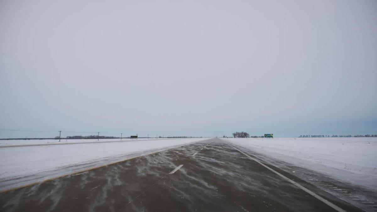 A highway near the U.S. border with Emerson, Manitoba, Canada, on Feb. 9, 2017.
