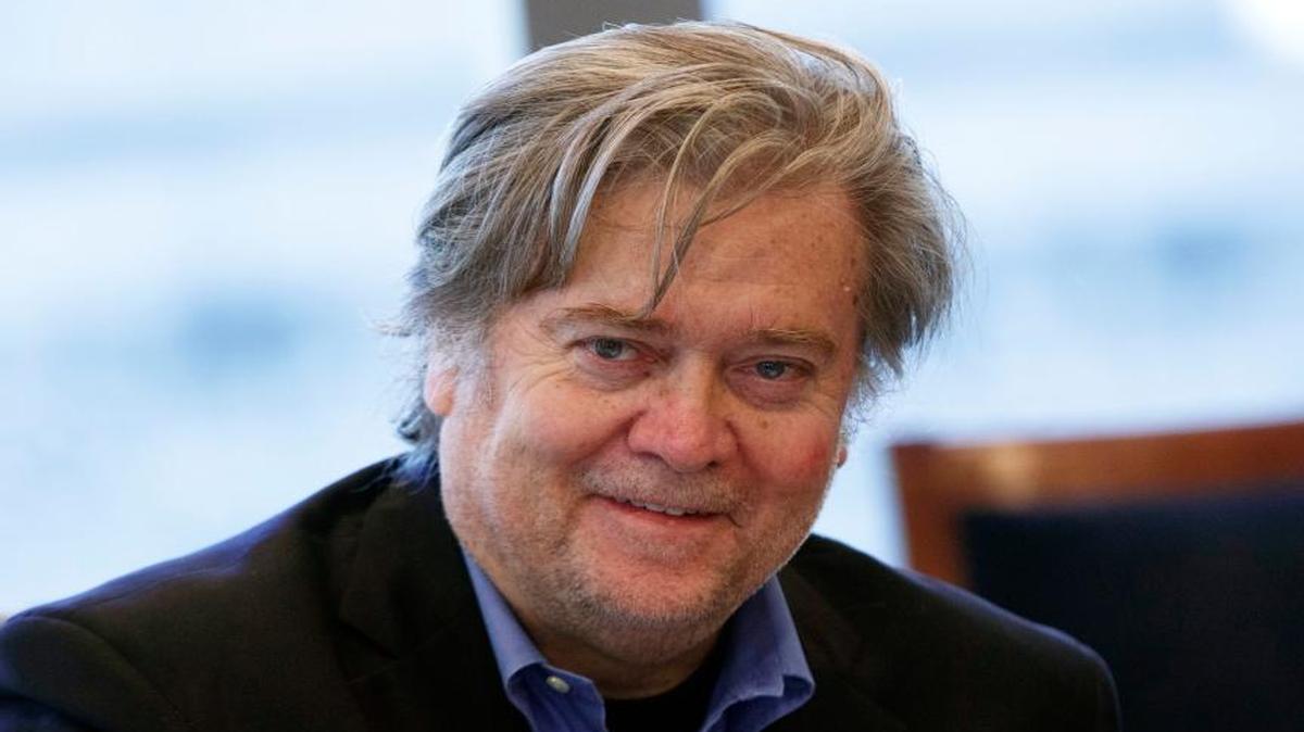 Stephen Bannon, former head of the Breitbart website, appears at a national security meeting at Trump Tower in New York on Oct. 7, 2016.